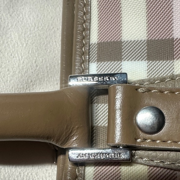 Plaid Pink Beige and Brown Burberry Handbag - Picture 11 of 14